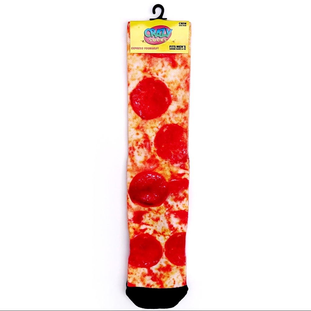Crazy Socks Pepperoni Cheese Pizza Crew Socks Mens Womens Fun Novelty Gift